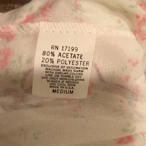 Vintage Stardust Long Sleeve Floral Cotton Nightgown Lace Satin Embroidered Trim - Picture 10 of 10